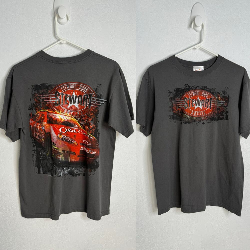 NASCAR Chase Gray Stewart-Haas Car Double Side Graphic T-Shirt Racing Medium
